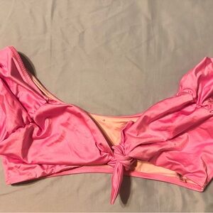 Pink Tie-Front Bikini Top